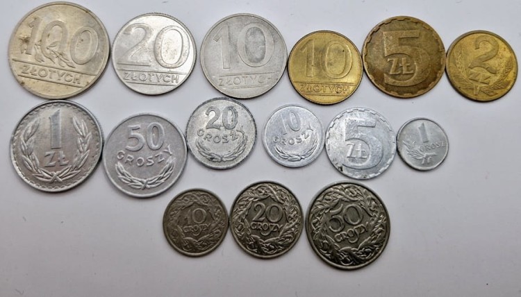 Zestaw monet obiegowych PRL 1923-1990 15 szt awers
