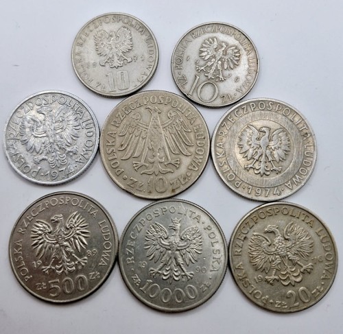 Zestaw monet obiegowych PRL obrazkowe 1966-1990 awers