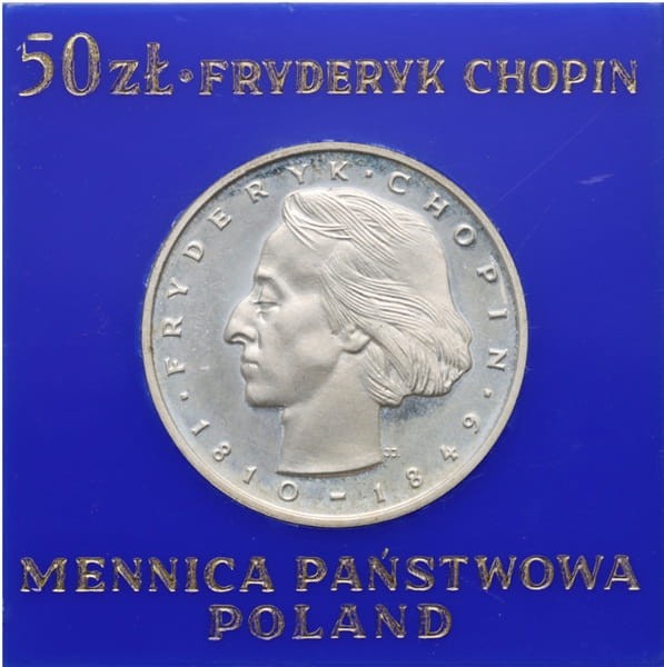 Moneta 50 zł Fryderyk Chopin 1972 rewers