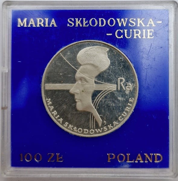 100 zł Maria Skłodowska-Curie 1974 r rewers box