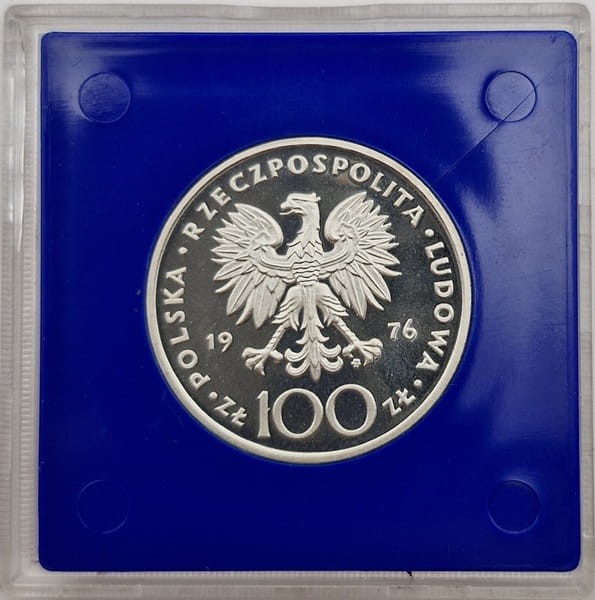 Moneta 100 zł Kazimierz Pułaski 1976 awers