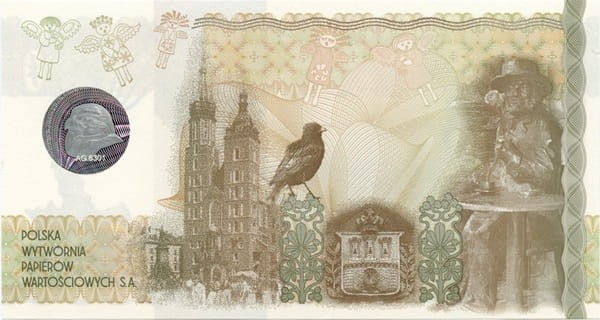 Kraków PWPW 2010 banknot testowy rewers