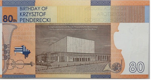 Krzysztof Penderecki PWPW 2013 r. awers