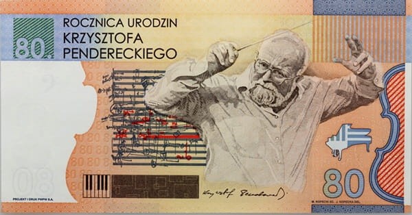 Krzysztof Penderecki PWPW 2013 r. rewers