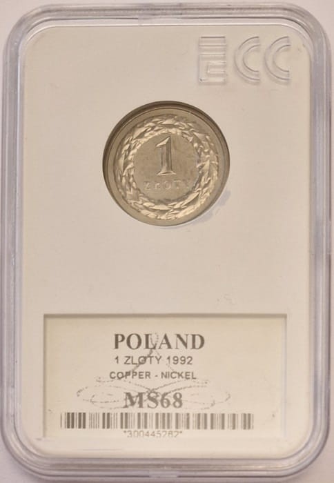 1 złoty 1992 grading rewers