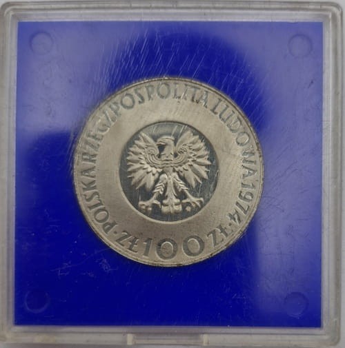 Moneta 100 zł Mikołaj Kopernik 1974 awers