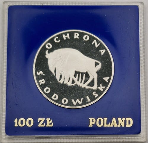 Moneta 100 zł Żubr 1977 rewers