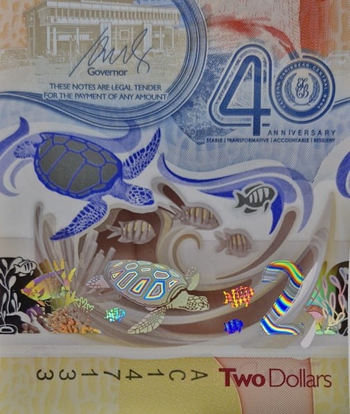 Karaiby Wschodnie banknot 2 dolary 2023 uv