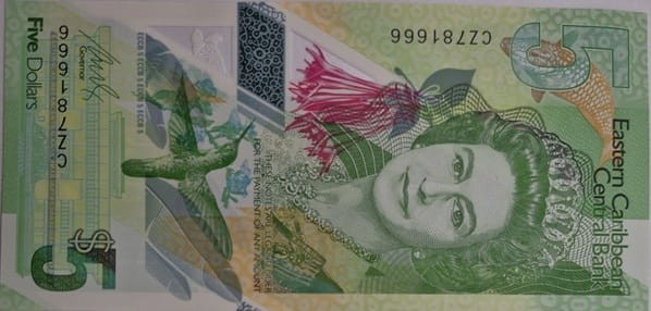 Karaiby Wschodnie banknot 5 dolarów 2023 awers