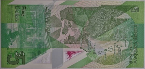Karaiby Wschodnie banknot 5 dolarów 2023 rewers