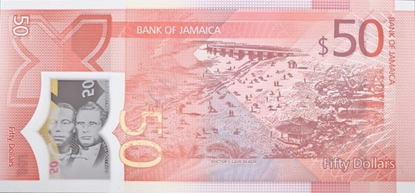 Jamajka banknot 50 dolarów 2020 rewers