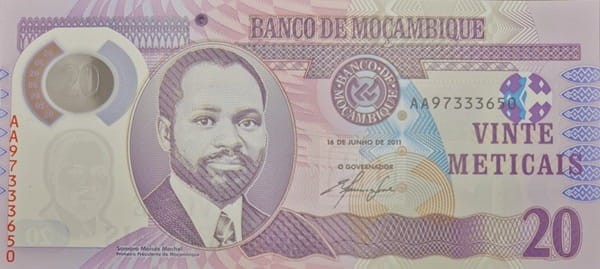 Mozambik banknot 20 meticais 2011 awers