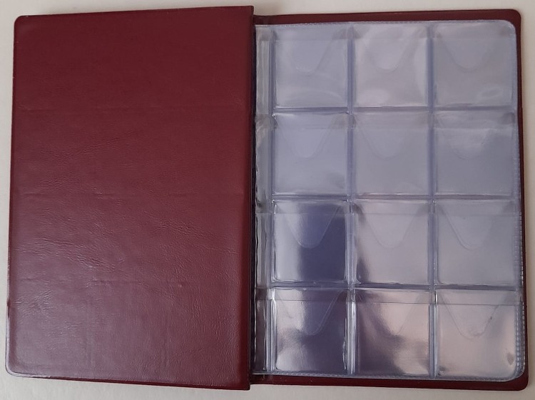 Klaser na monety 96 okienko 33 x 33 mm Bordowy