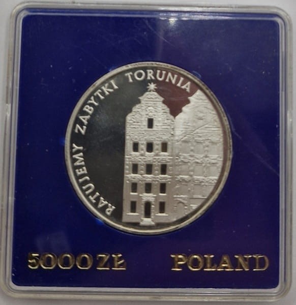 Moneta 5000 zł Ratujemy zabytki Torunia 1989 rewers