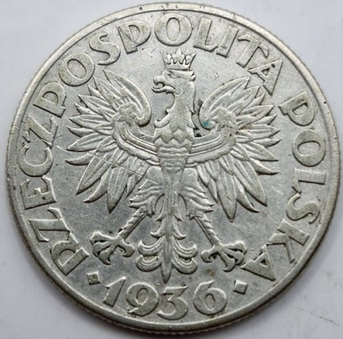 Moneta 2 zł Żaglowiec 1936 awers