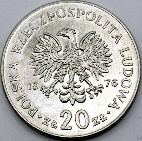 Moneta 20 zł Marceli Nowotko 1976 awers