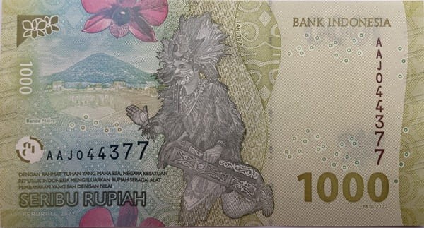 Indonezja banknot 1000 rupii 2022 rewers
