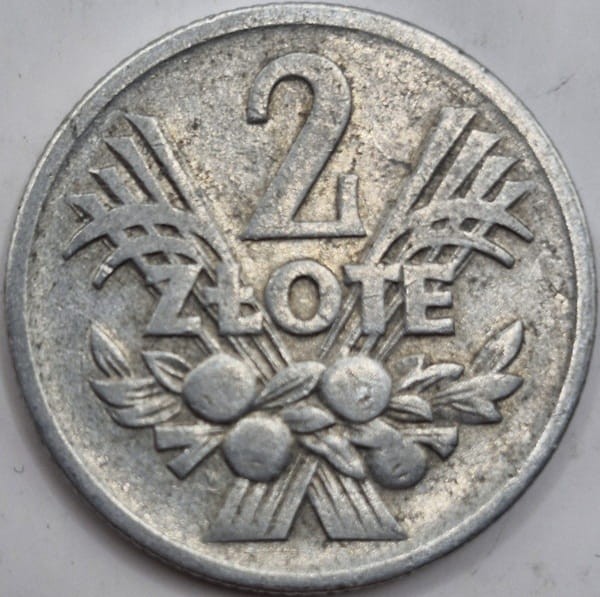Moneta 2 złote Jagody 1960 stan 3 rewers