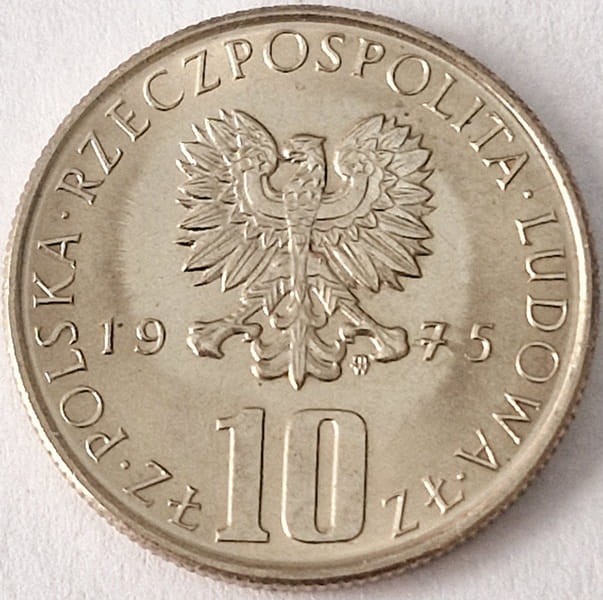 Moneta 10 złotych Bolesław Prus 1975 awers