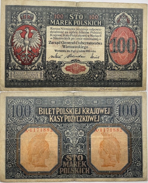100 marek polskich 1916