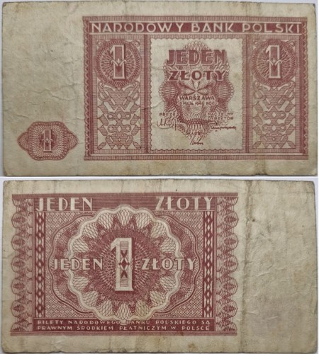 Banknot 1 złoty 1946 stan 3