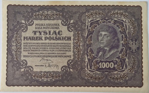 Banknot 1000 marek 1919 awers