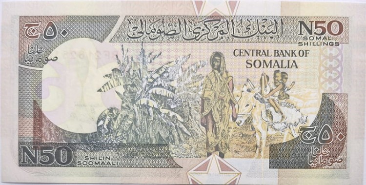 Somalia banknot 50 shilling 1991 rewers