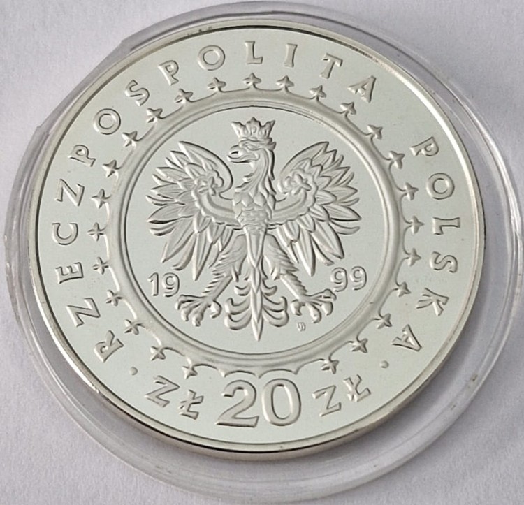 Moneta 20 zł Pałac Potockich w Radzyniu Podlaskim 1999 awers