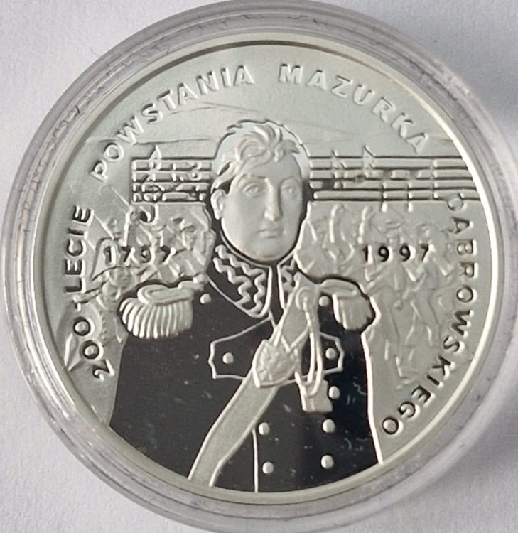 Moneta 10 zł 200-lecie powstania mazurka Dąbrowskiego 1996 rewers