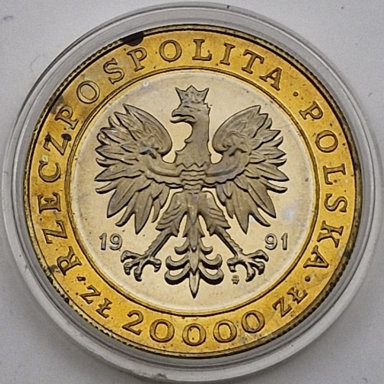Moneta 20000 zł 225 lat Mennicy Warszawskiej 1991 awers
