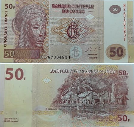 Kongo banknot 50 franków 2013