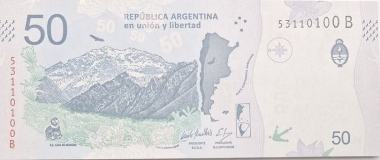 Argentyna banknot 50 pesos rewers