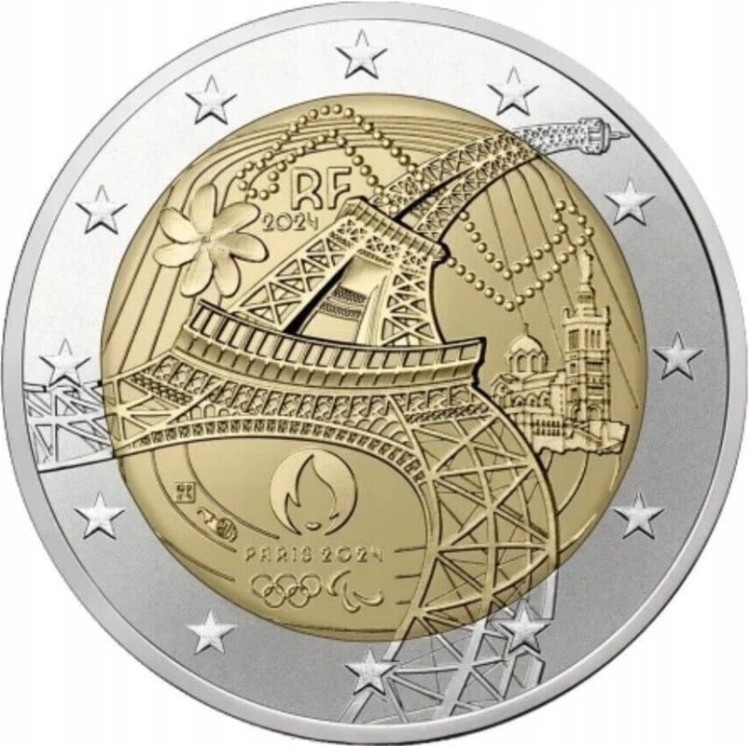 Moneta 2 euro 2024 Francja Wieża Eiffla rewers