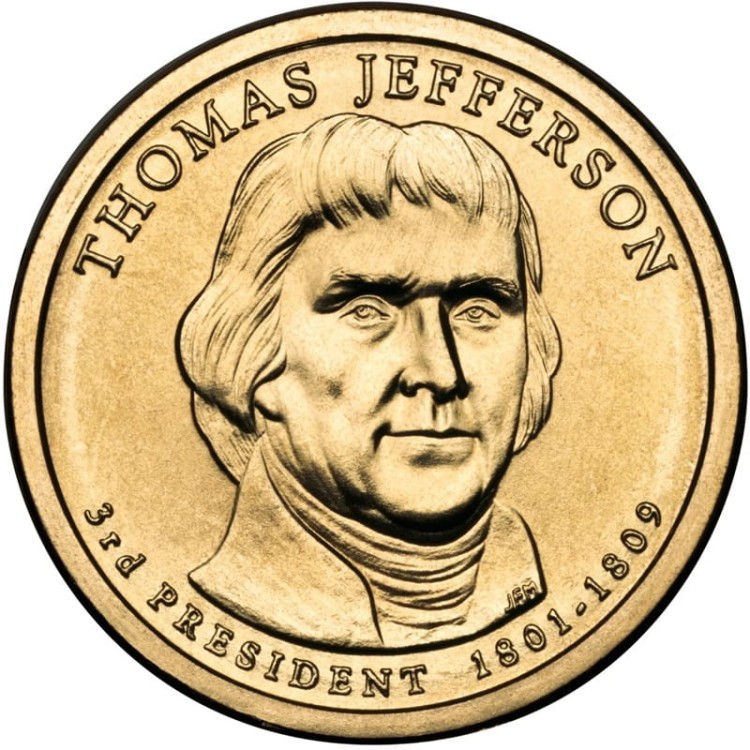 Moneta 1 dolar 2007 Thomas Jefferson rewers