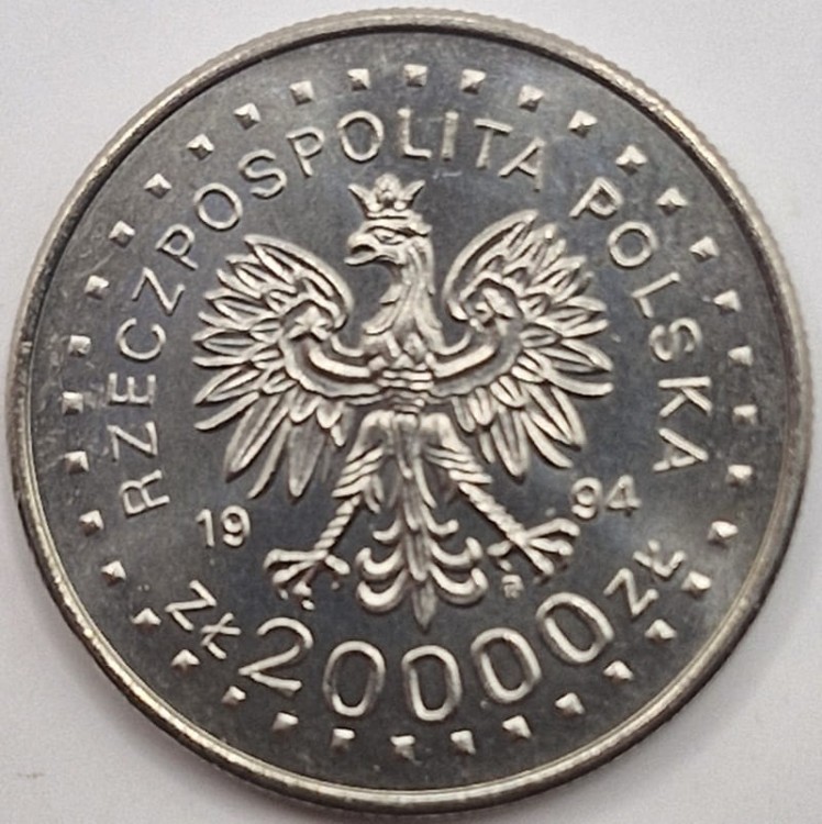 Moneta 20000 zł 200 rocz. Powstania Kościuszkowskiego 1994 awers