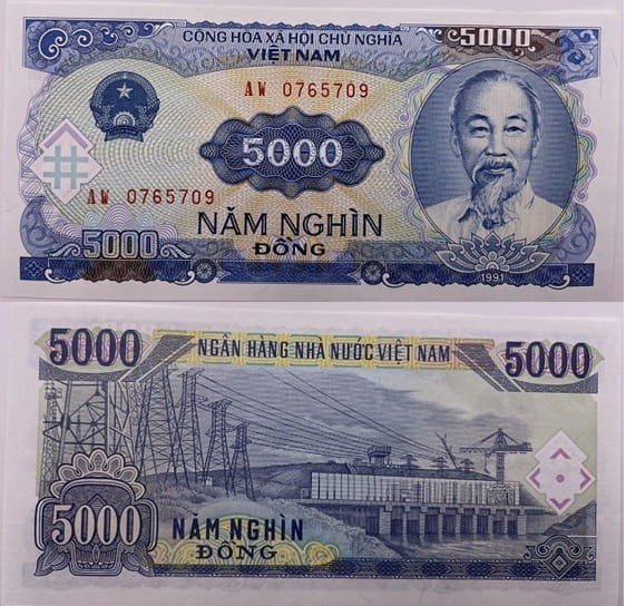 Banknot Wietnam 5000 dong 1991