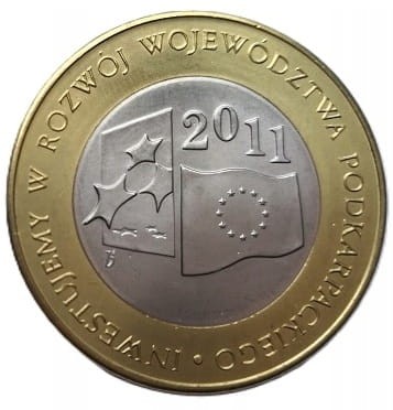 Moneta zastępcza 4 PRO Podkarpackie 2011 awers