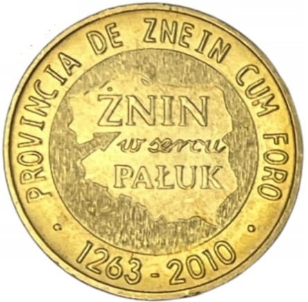 Moneta zastępcza 6 denarów Żnińskich 2010 rewers