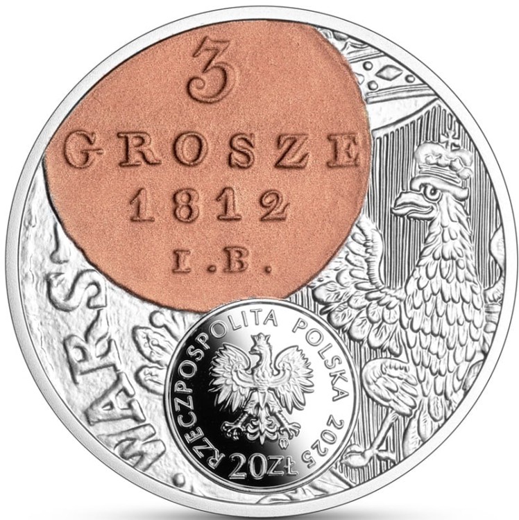 Moneta 20 zł 3 grosze Księstwa Warszawskiego awers