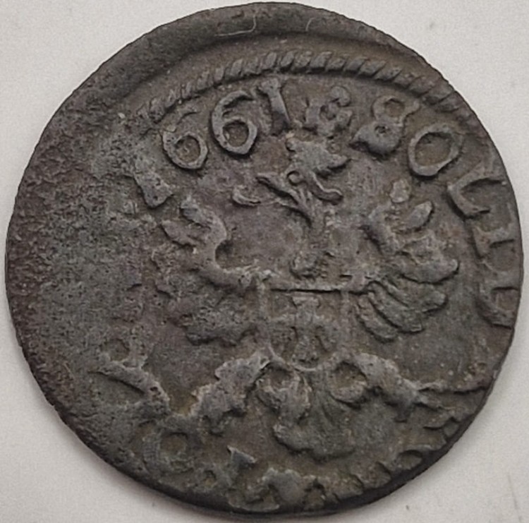 Moneta historyczna Szeląg koronny boratynka 1661 awers