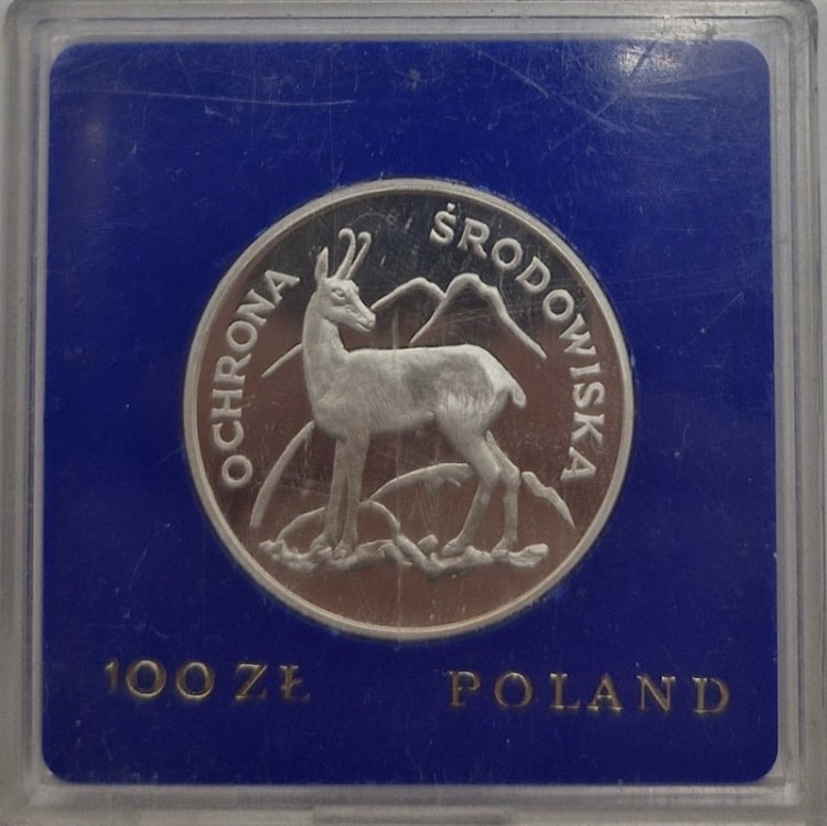 Moneta 100 zł 1979 Ochrona środowiska box