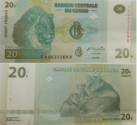 Kongo Banknot 20 Franków 2003