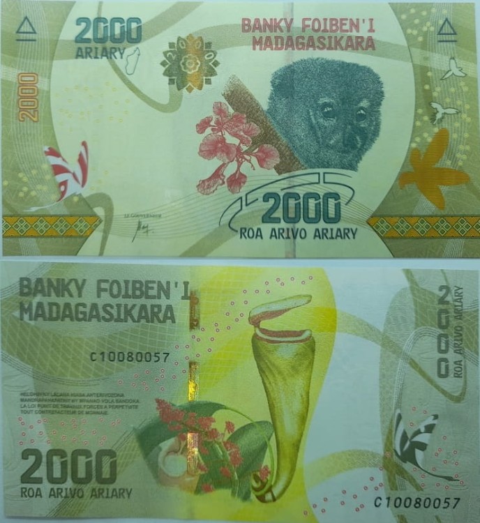 Madagaskar Banknot 2000 Ariary 2017