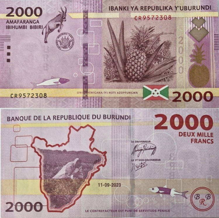 Burundi banknot 2000 franków 2023 UNC P-52c
