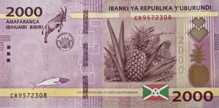 Burundi banknot 2000 franków 2023 UNC P-52c rewers