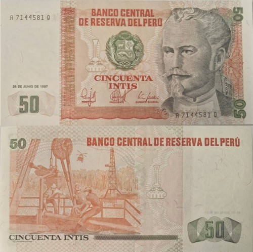 Peru banknot 50 Intis 1987 UNC P-131