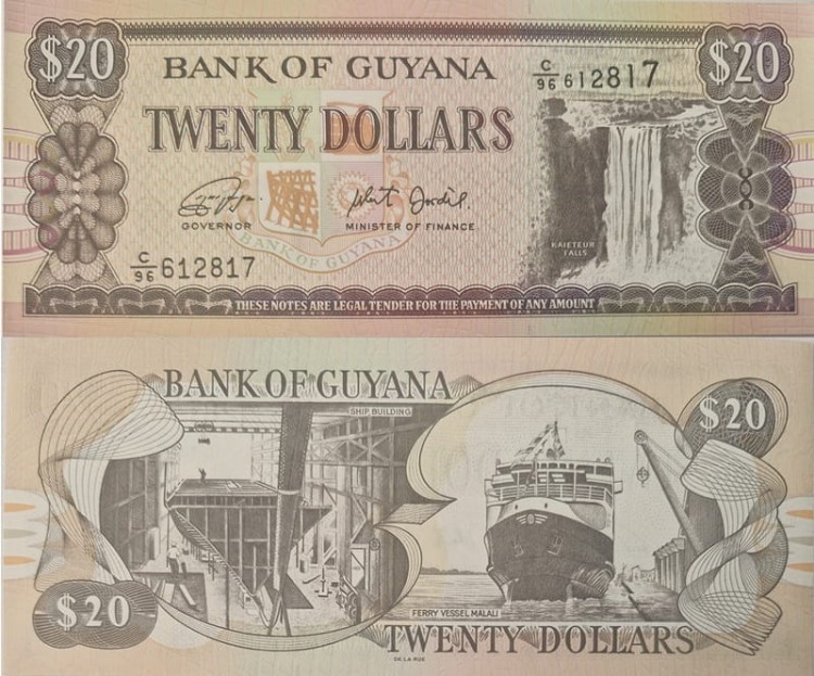 Gujana banknot 20 dolarów 2018