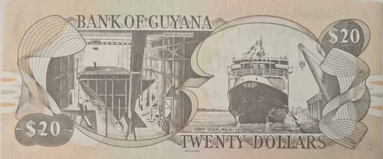 Gujana banknot 20 dolarów 2018 awers