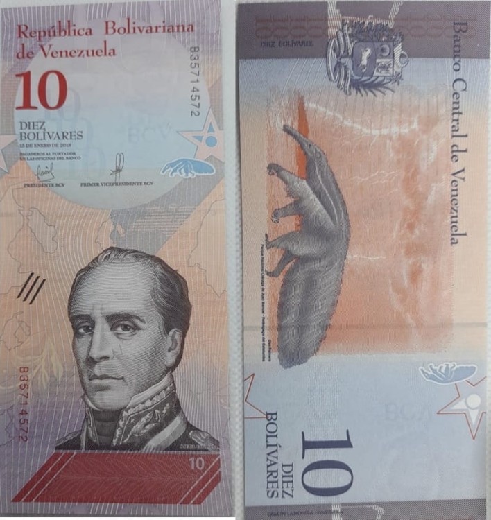 Banknot 10 Bolivares Wenezuela 2018