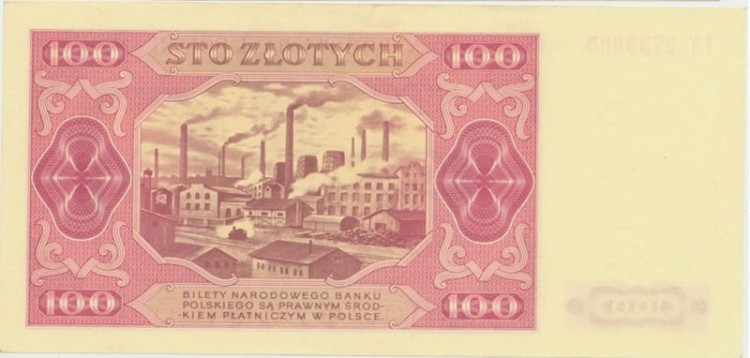 Banknot 100 złotych 1948 rewers